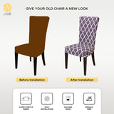 Nendle Elastic/High Stretchable Chair Covers for 4 Seater Dining/Center Table Chairs (4 Pieces, Greyish Purple)