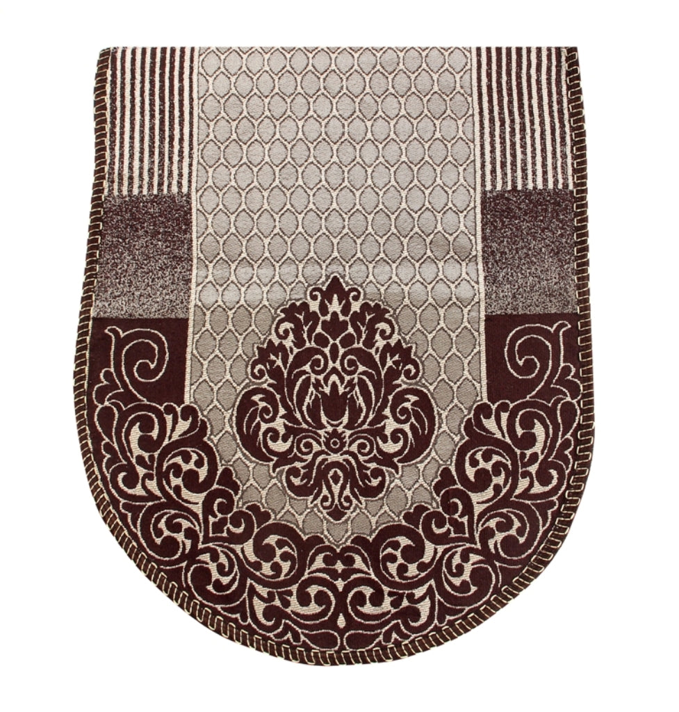 Nendle Damask Design Concept Sofa Set Covers 5 Seater with 80% Cotton & 20% Jute (Brown, Pack of 6)