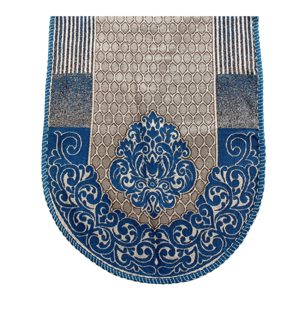 Nendle Damask Design Concept Sofa Set Covers 5 Seater with 80% Cotton & 20% Jute (Sky Blue, Pack of 6)