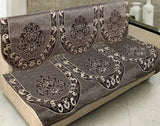 Nendle Damask Design Concept Sofa Set Covers 5 Seater with 80% Cotton & 20% Jute (Dusky Brown, Pack of 6)