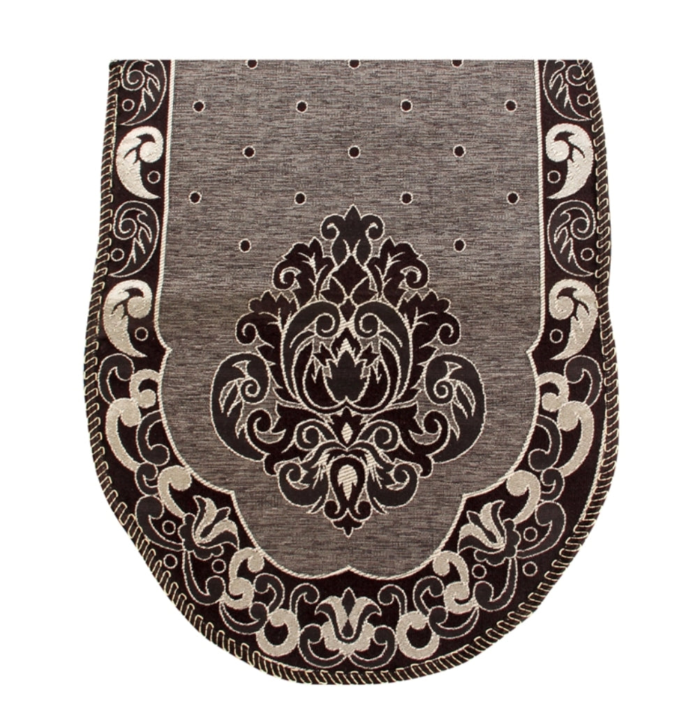 Nendle Damask Design Concept Sofa Set Covers 5 Seater with 80% Cotton & 20% Jute (Dusky Brown, Pack of 6)