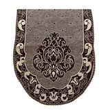 Nendle Damask Design Concept Sofa Set Covers 5 Seater with 80% Cotton & 20% Jute (Dusky Brown, Pack of 6)