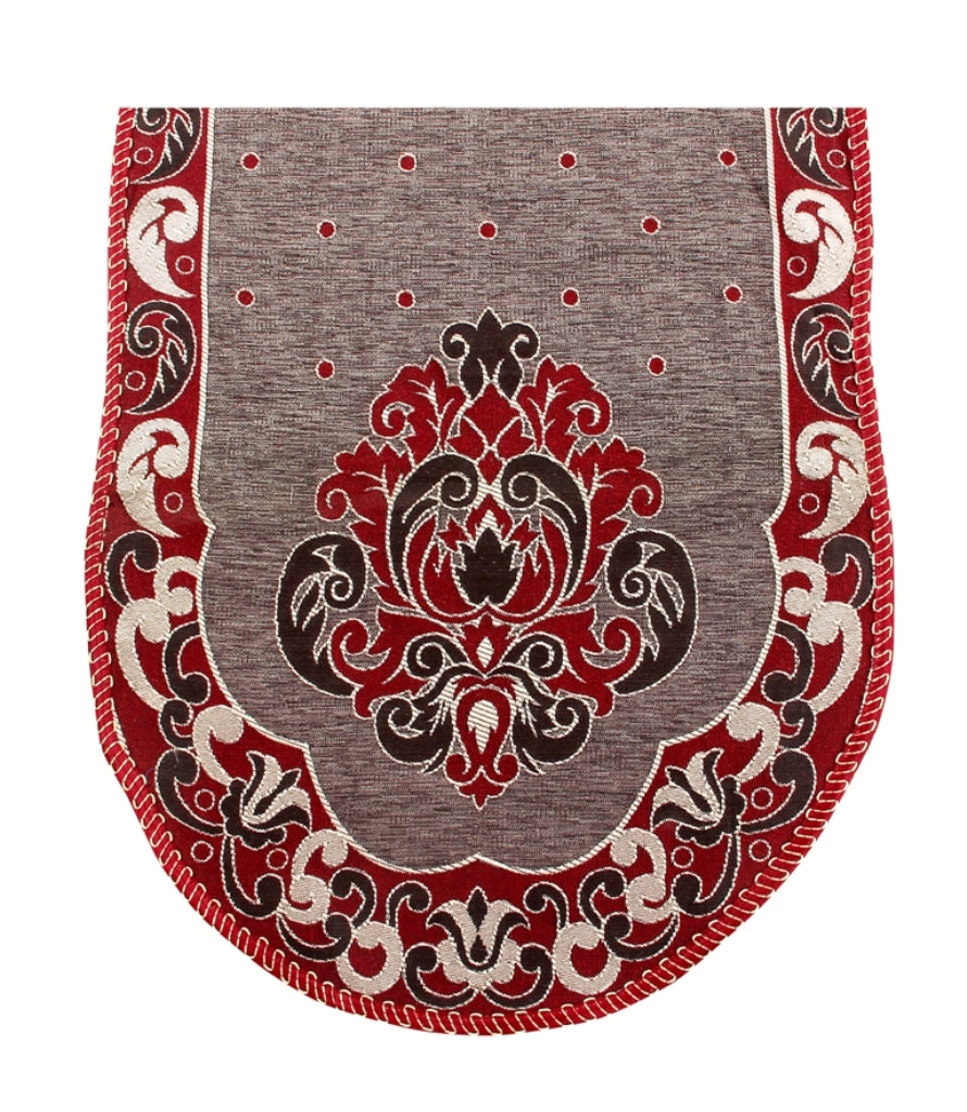 Nendle Damask Design Concept Sofa Set Covers 5 Seater with 80% Cotton & 20% Jute (Dark Maroon, Pack of 6)