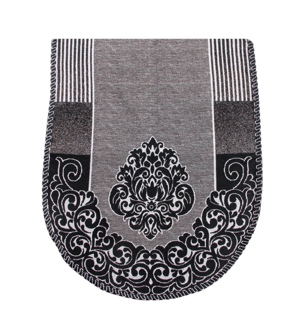 Nendle Damask Design Concept Sofa Set Covers 5 Seater with 80% Cotton & 20% Jute (Black, Pack of 6)