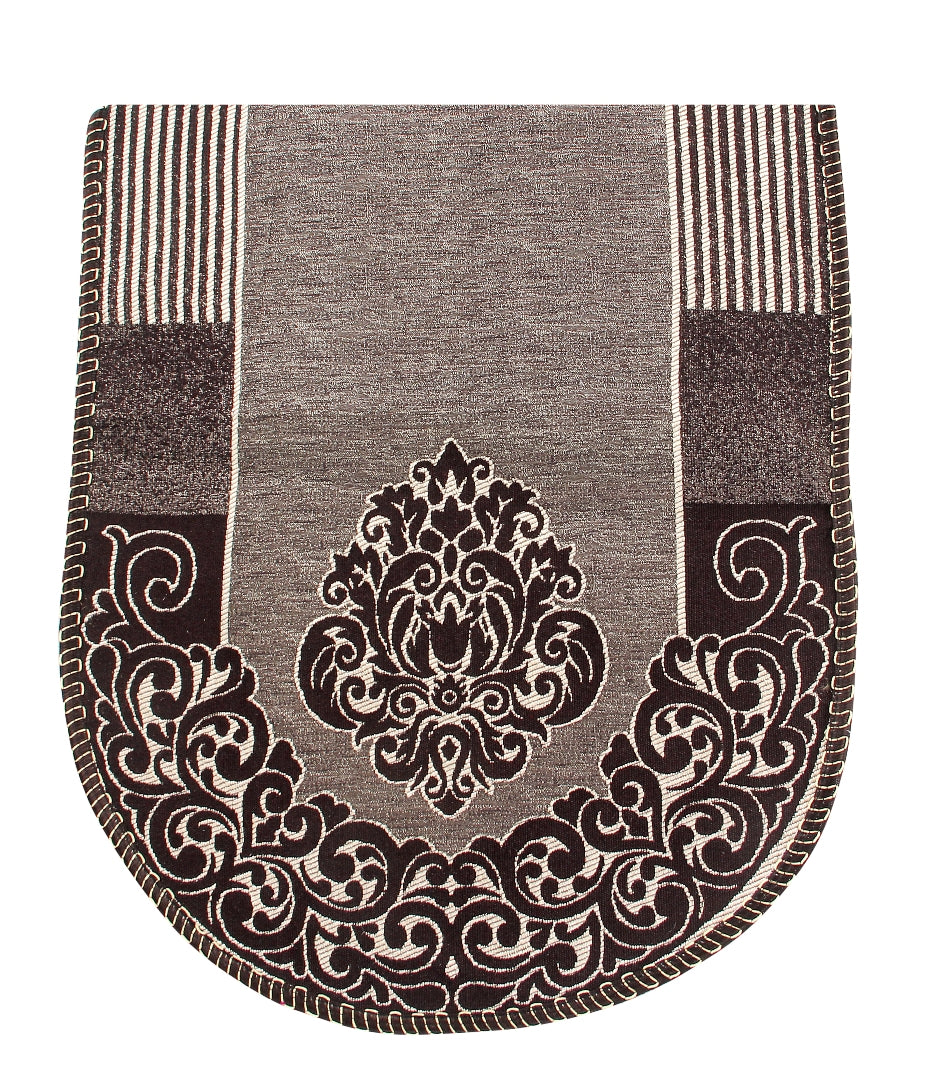 Nendle Damask Design Concept Sofa Set Covers 5 Seater with 80% Cotton & 20% Jute (Brown, Pack of 6)