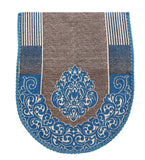 Nendle Damask Design Concept Sofa Set Covers 5 Seater with 80% Cotton & 20% Jute (Sky Blue, Pack of 6)