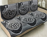 Nendle Damask Design Concept Sofa Set Covers 5 Seater with 80% Cotton & 20% Jute (Black & White, Pack of 6)