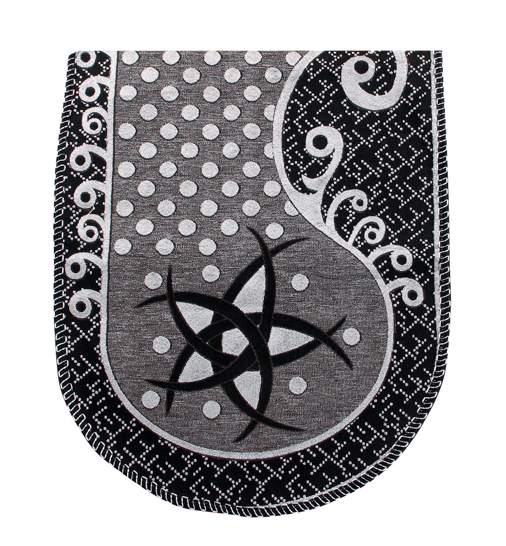 Nendle Damask Design Concept Sofa Set Covers 5 Seater with 80% Cotton & 20% Jute (Black & White, Pack of 6)