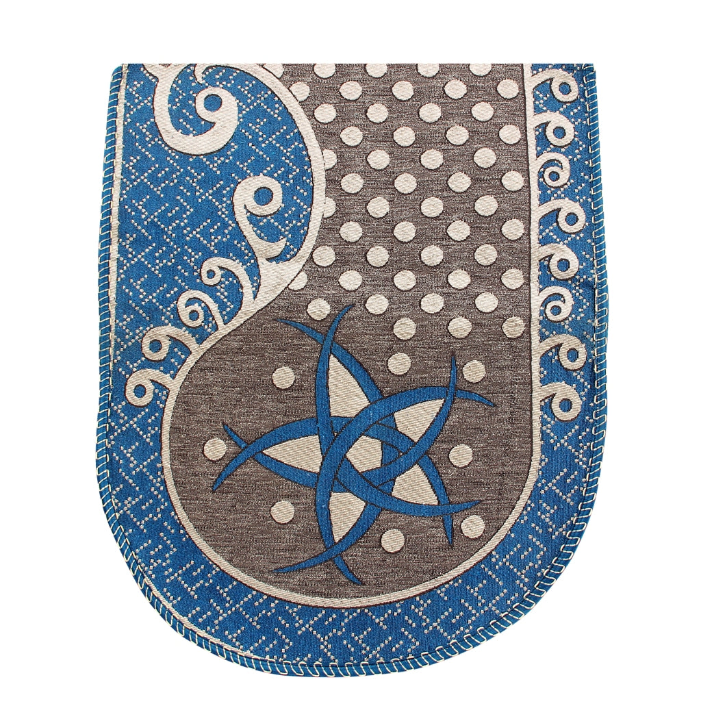 Nendle Damask Design Concept Sofa Set Covers 5 Seater with 80% Cotton & 20% Jute (Sky Blue, Pack of 6)