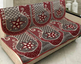 Nendle Damask Design Concept Sofa Set Covers 5 Seater with 80% Cotton & 20% Jute (Maroon, Pack of 6)