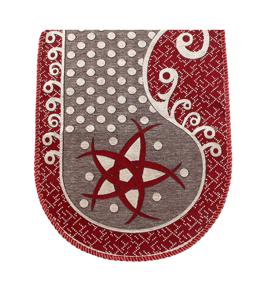 Nendle Damask Design Concept Sofa Set Covers 5 Seater with 80% Cotton & 20% Jute (Maroon, Pack of 6)