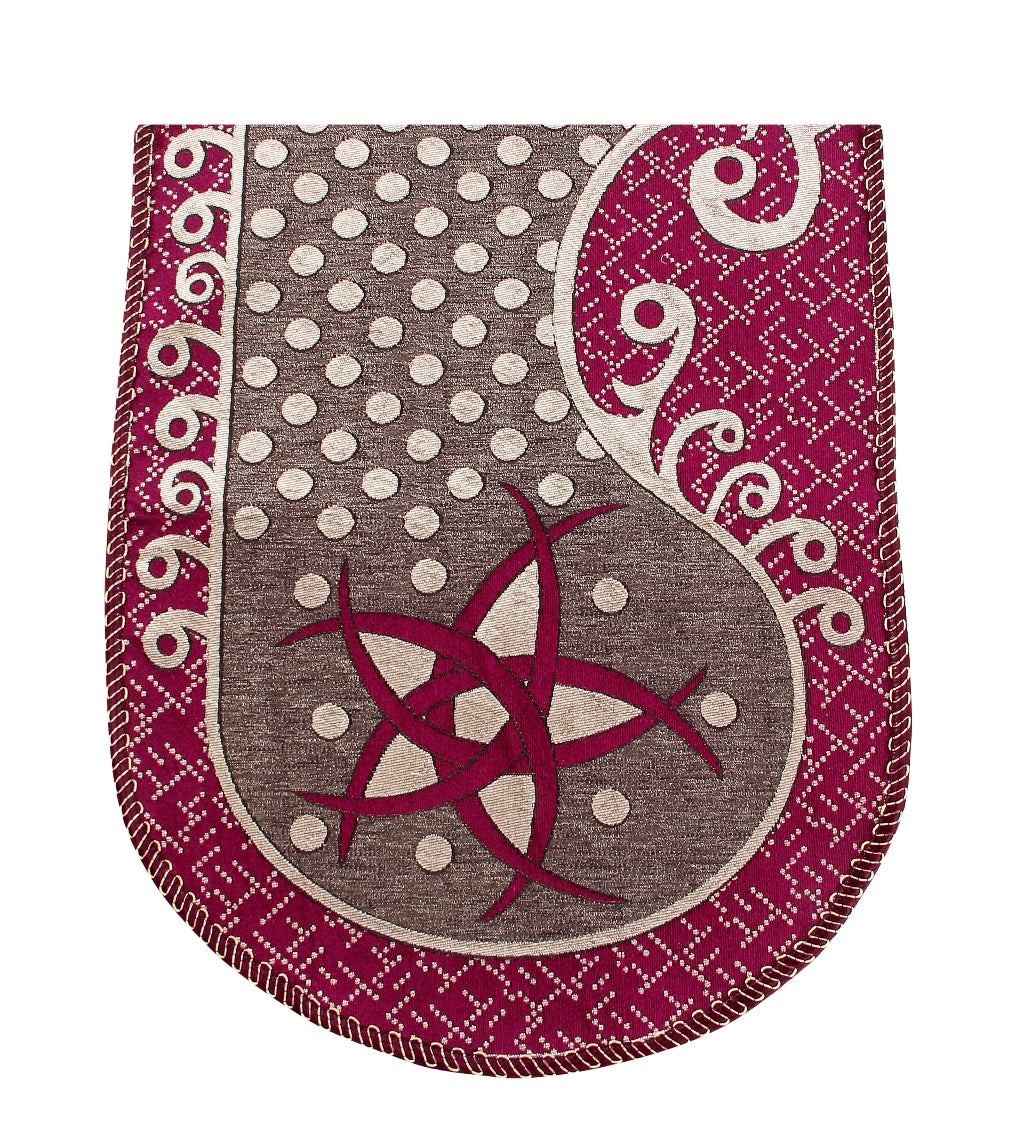 Nendle Damask Design Concept Sofa Set Covers 5 Seater with 80% Cotton & 20% Jute (Pink, Pack of 6)