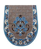 Nendle Damask Design Concept Sofa Set Covers 5 Seater with 80% Cotton & 20% Jute (Sky Blue, Pack of 6)