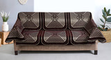 Nendle Velvet Fabric Sofa Cover Set of 5 Seater With 6 Pieces Arms Cover (Brown, 12 Pieces)