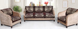 Nendle Velvet Fabric Sofa Cover Set of 5 Seater (Brown, 6 Pieces)