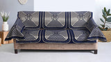 Nendle Velvet Fabric Sofa Cover Set of 5 Seater With 6 Pieces Arms Cover (Navy Blue, 12 Pieces)