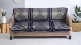 Nendle Velvet Fabric Sofa Cover Set of 5 Seater (Navy Blue, 6 Pieces)