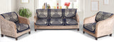 Nendle Velvet Fabric Sofa Cover Set of 5 Seater (Navy Blue, 6 Pieces)