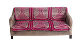 Nendle Chenille Jacquard Weaved Velvet Fabric Sofa Cover Set of 3 Seater (Pink, 2 Pieces)