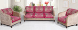 Nendle Velvet Fabric Sofa Cover Set of 5 Seater (Pink, 6 Pieces)