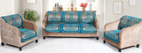 Nendle Velvet Fabric Sofa Cover Set of 5 Seater (Sky Blue, 6 Pieces)