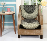 Nendle Luxurious Cotton Polka Dot Design 5 Seater Sofa Cover Set (Black, 6 Pieces)