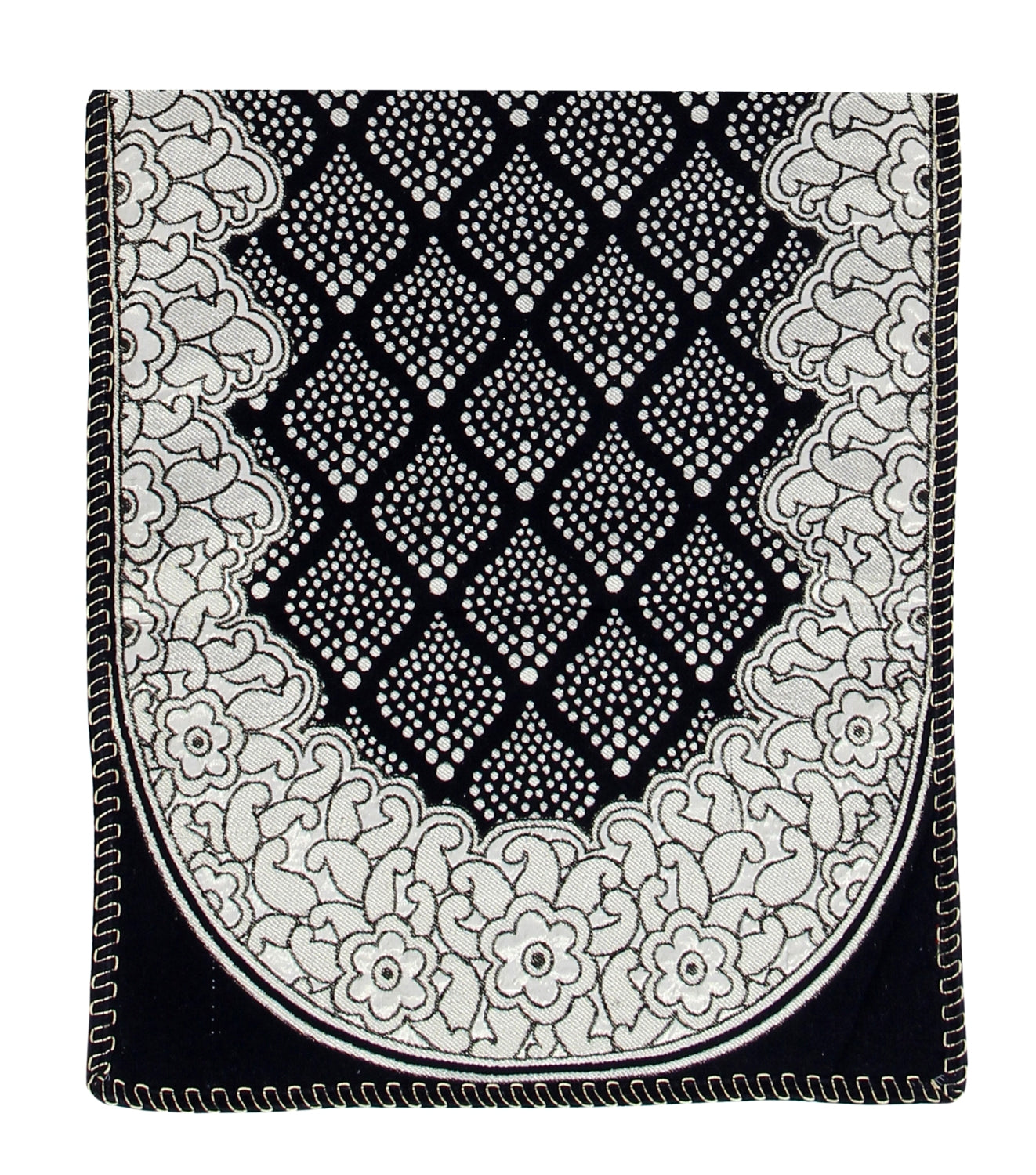 Nendle Luxurious Cotton Polka Dot Design 5 Seater Sofa Cover Set With Arms (Black, 12 Pieces)