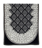 Nendle Luxurious Cotton Polka Dot Design 5 Seater Sofa Cover Set With Arms (Black, 12 Pieces)