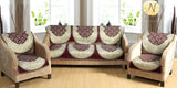 Nendle Luxurious Cotton Polka Dot Design 5 Seater Sofa Cover Set (Brown, 6 Pieces)