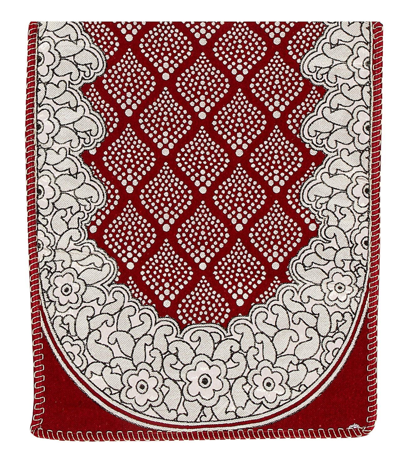 Nendle Luxurious Cotton Polka Dot Design 5 Seater Sofa Cover Set With Arms (Maroon, 12 Pieces)