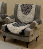 Nendle Luxurious Cotton Polka Dot Design 5 Seater Sofa Cover Set With Arms (Black, 12 Pieces)