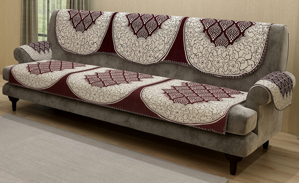 KINGLY Cotton 12 Pcs Rangoli Design Sofa Covers Set of 5 Seater - Home  Decor Lo