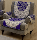 Nendle Luxurious Cotton Polka Dot Design 5 Seater Sofa Cover Set With Arms (Violet, 12 Pieces)