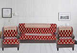 Nendle Latest Cotton Abstarct Design 5 Seater Sofa Cover Set for Living Room (Maroon, 6 Pieces)