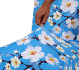 Nendle Microfiber Floral Printed High Stretch Elastic Easy Removable Chair Cover Slipcover Protector (Sky Blue, 1 Piece)