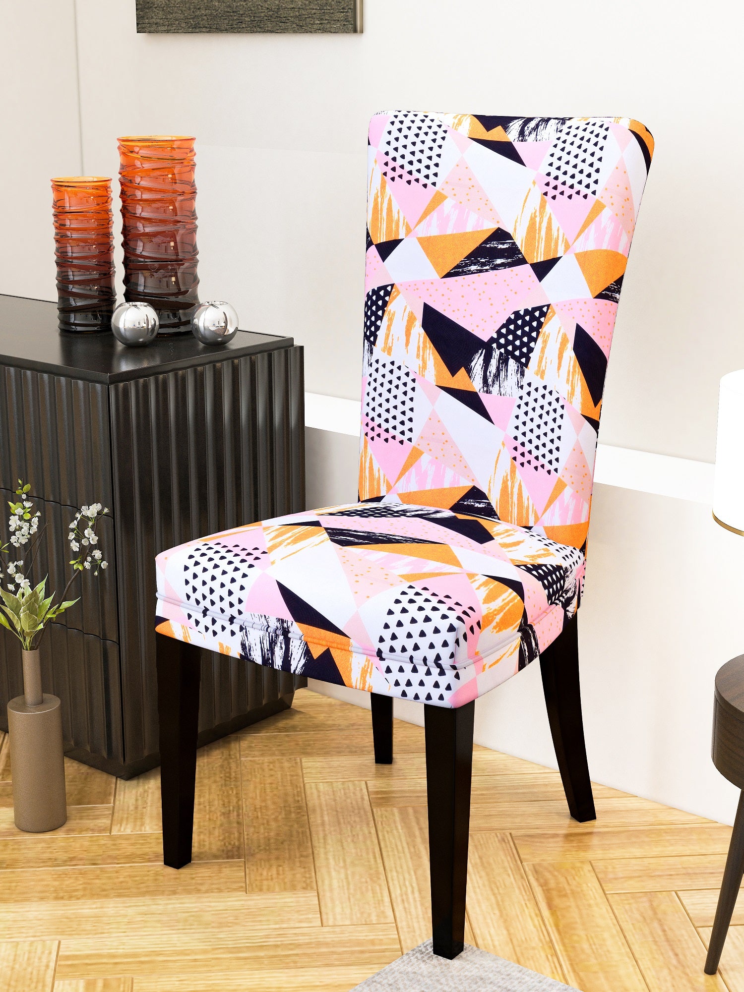 Nendle Geometric Print High Stretch Elastic Easy Removable Chair Cover Slipcover Protector
