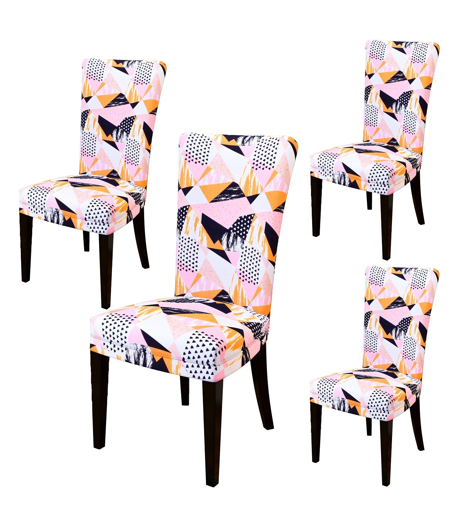 Nendle Elastic/High Stretchable Microfiber Paisley Chair Covers for 4 Seater Dinning/Center Table Chairs (4 Pieces, Multicolour)