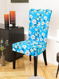 Nendle Microfiber Floral Printed High Stretch Elastic Easy Removable Chair Cover Slipcover Protector (Sky Blue, 1 Piece)