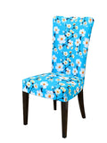 Nendle Microfiber Floral Printed High Stretch Elastic Easy Removable Chair Cover Slipcover Protector (Sky Blue, 1 Piece)