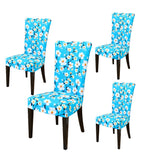 Nendle Microfiber Elastic, High Stretchable Paisley Chair Covers for 4 Seater Dinning, Center Table Chairs (4 Pieces, Sky Blue)