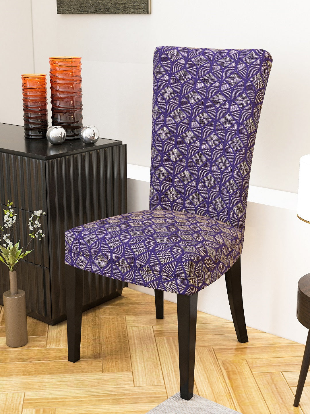Nendle Abstract Print High Stretch Elastic Easy Removable Chair Cover Slipcover Protector (Violet, 1 Piece)