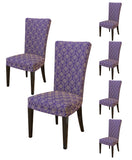 Nendle Stretch Removable Abstract Paisley Print Elastic Microfiber Chair Covers and Protectors (6 Pieces, Violet)