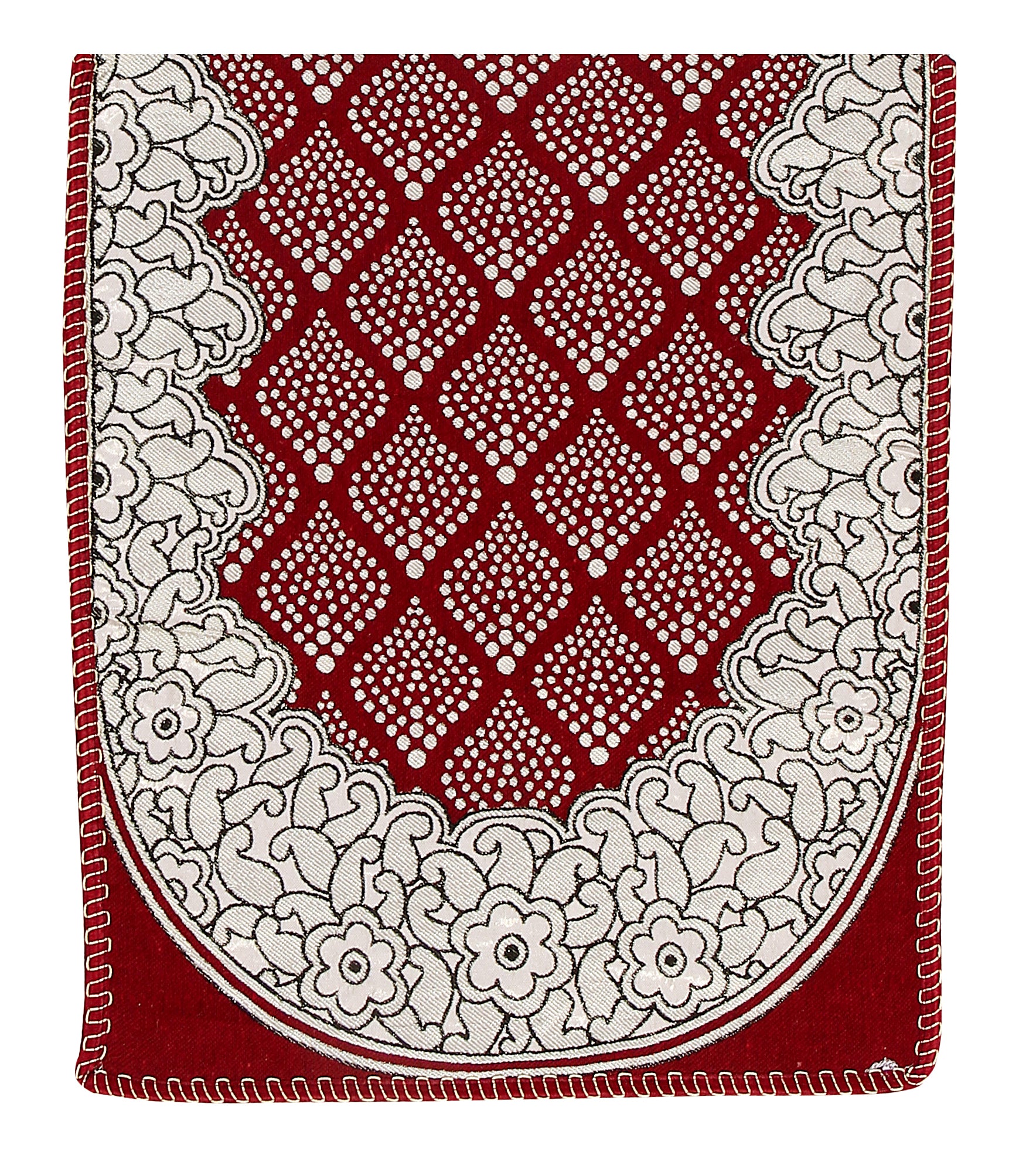 Nendle Luxurious Cotton Polka Dot Design 3 Seater Sofa Cover Set (Maroon, 2 Pieces)