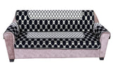 Nendle Latest Cotton Abstract Design 5 Seater Sofa Cover Set with Arms for Living Room (Black, 12 Pieces)