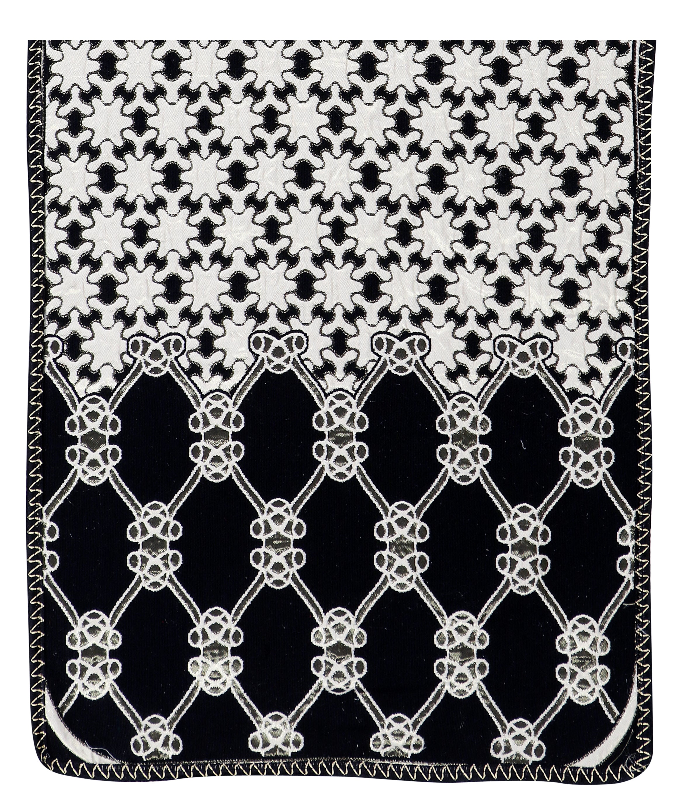 Nendle Latest Cotton Abstarct Design 3 Seater Sofa Cover Set for Living Room (Black, 2 Pieces)