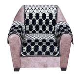 Nendle Latest Cotton Abstract Design 5 Seater Sofa Cover Set with Arms for Living Room (Black, 12 Pieces)