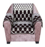 Nendle Latest Cotton Abstract Design 5 Seater Sofa Cover Set with Arms for Living Room (Brown, 12 Pieces)