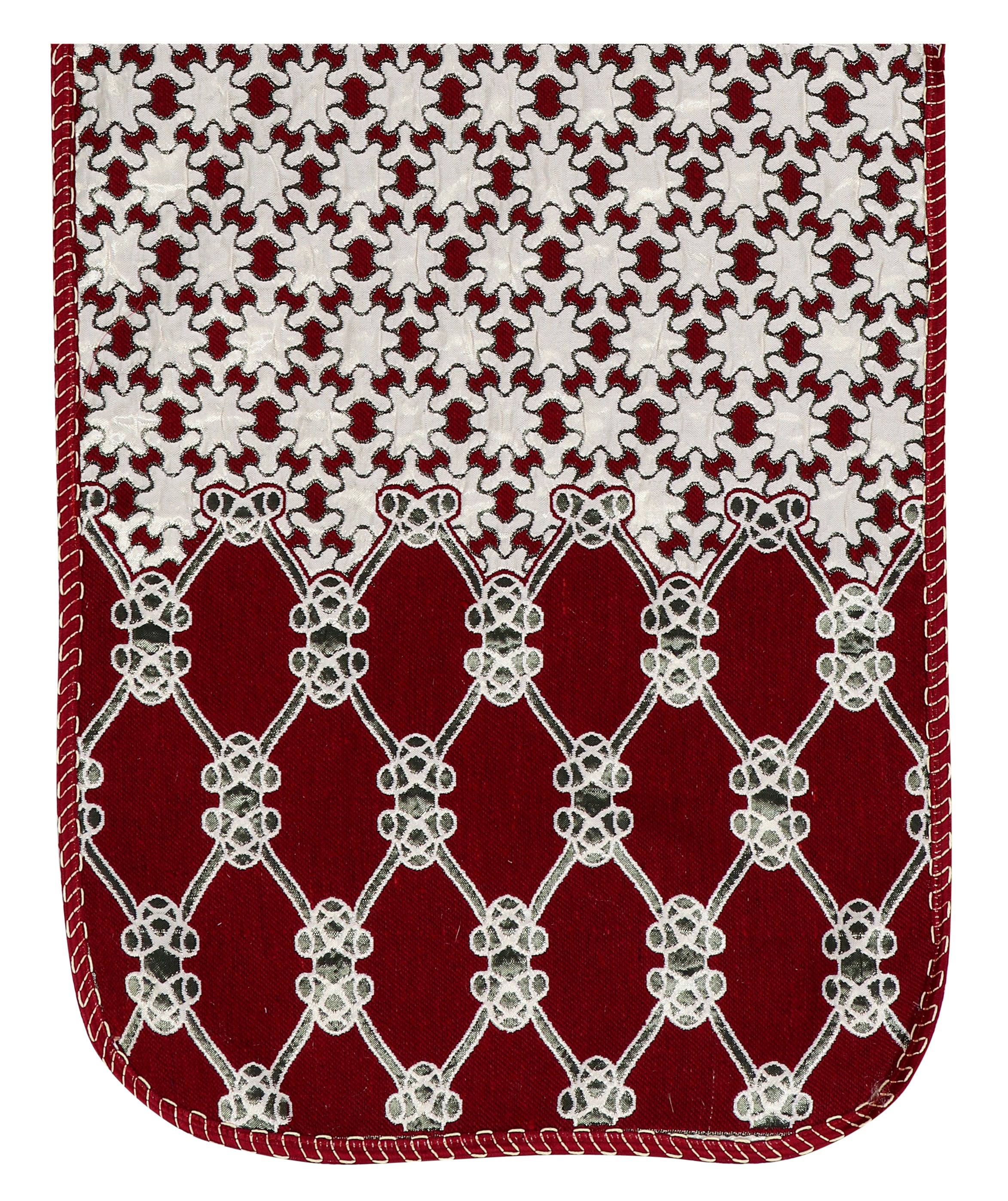 Nendle Latest Cotton Abstarct Design 5 Seater Sofa Cover Set for Living Room (Maroon, 6 Pieces)