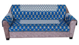 Nendle Latest Cotton Abstract Design 5 Seater Sofa Cover Set with Arms for Living Room (Sky Blue, 12 Pieces)