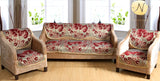 Nendle Poly Cotton Sofa Cover Set of 3+1+1 (Maroon, 5 Seater)